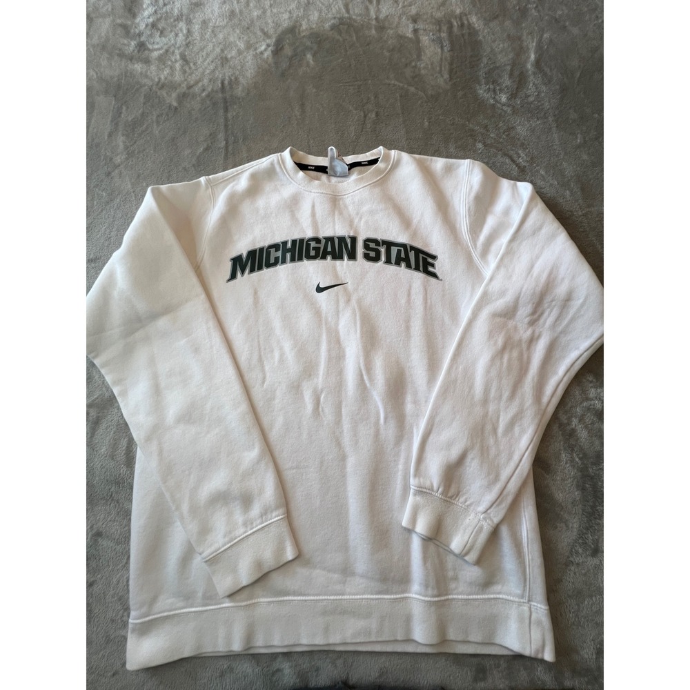 Nike Sweatshirt Mens Medium White Michigan State Spartans Crewneck Pullover